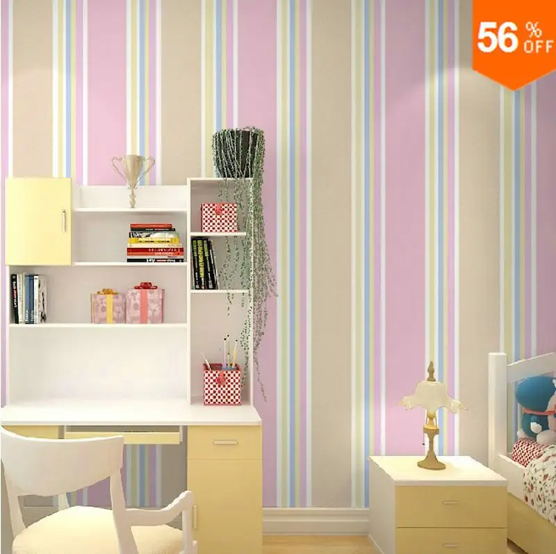 Scarica Gratis Images 2018 Nouveau Enfants Chambre Papier Peint Enfant Fille Rayure le plus cool par