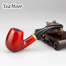 Классическая изогнутая курительная трубка 9 мм фильтр металлическое кольцо деревянная труба 10 инструментов красная сандаловая деревянная курительная трубка набор