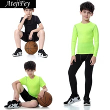Сухой подходят спортивной Топы Тренировки детей Фитнес рукава девушки тренажерный зал длинные спортивные футболки Йога для мальчиков