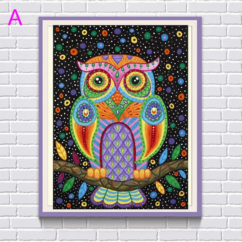 Новый DIY алмаз мультфильм сова крест стежка кристалл круглые изделия из смолы 5D