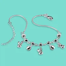Moda 925 tobilleras de plata esterlina lindo conejo colgante cadena de plata Maciza 27 cm de las mujeres de la joyería de plata populares bithday regalo