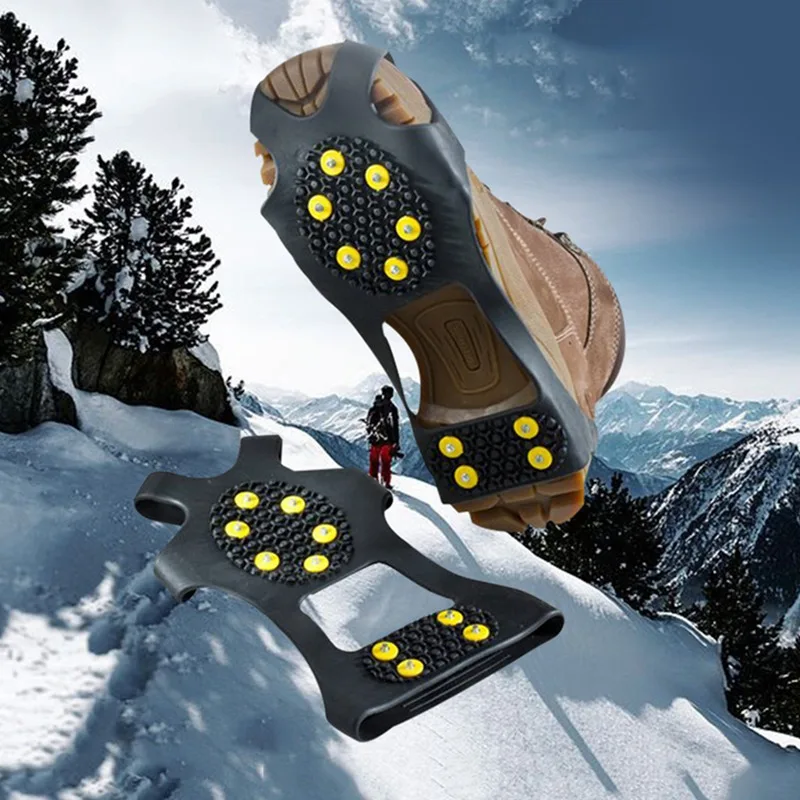 

2019 1Pair Ice Snow Studs Non-Slip Spikes Shoes Boots Grippers Crampon Walk Cleats New