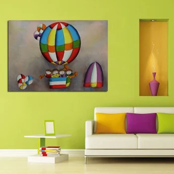 

High Quality Handpainted Oil Paintings Hot Balloon Concert Art Pictures Wall Stickers On Canvas Unique Gift for kid's room Decor