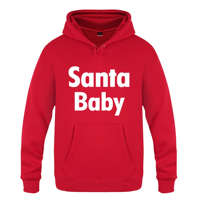 Santa Baby Рождественский подарок кофты Для мужчин 2018 Для мужчин с капюшоном толстовки флис пуловеры