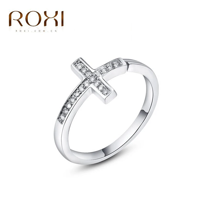 

ROXI Delicate women cross rings.Vacation gifts gold Color with AAA zircon,women wedding rings ,Micro-Inserted Jewelry