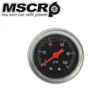Черный/белый регулятор давления топлива Манометр 0-100 фунтов/кв. дюйм/бар жидкость заливка Хром топлива/масла манометр