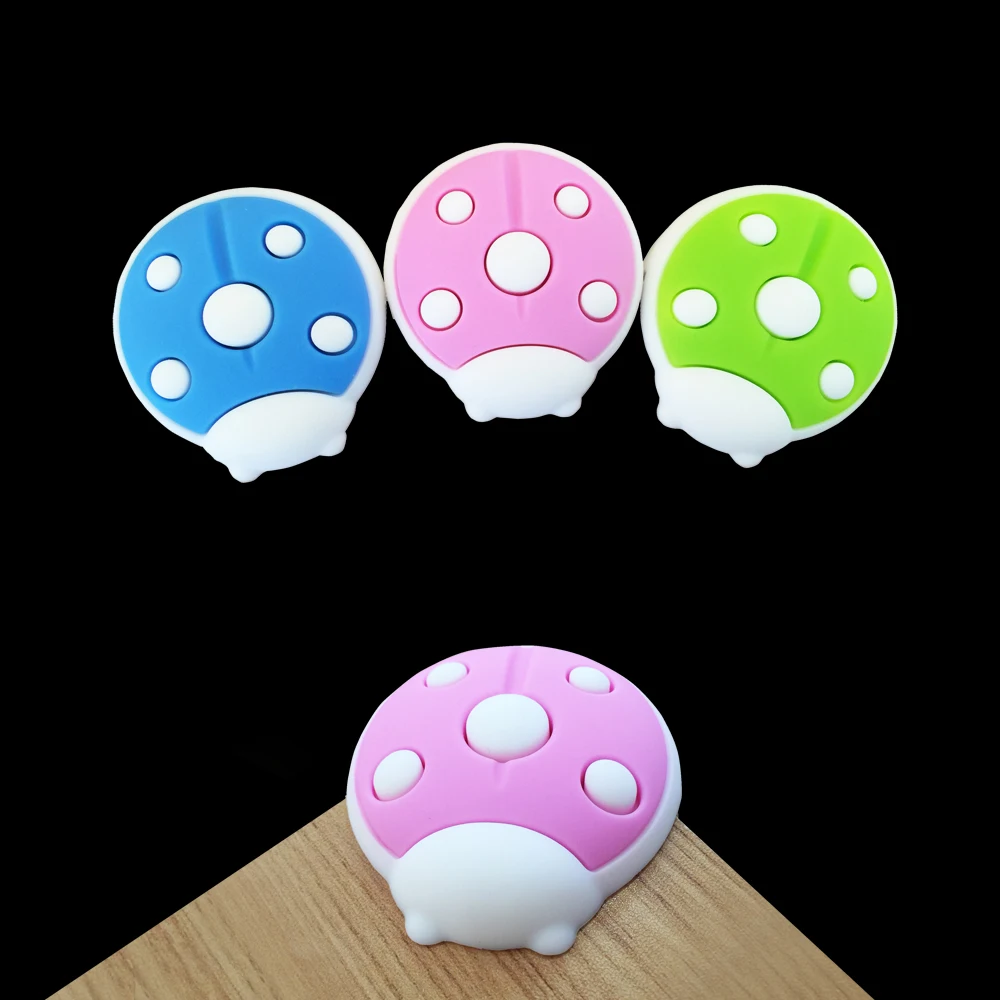 Cantos dos Desenhos a Joaninha Silicone Anti-colisão Ângulo Animados Rosa Verde Azul Grande 11 Protetor de canto de mesa