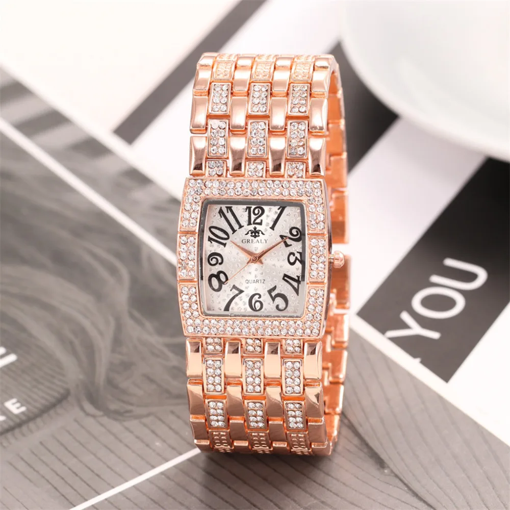 

Fashion Luxury Women Watch Girl Casual Rhinestone Dial Stainless Steel Strap Rose Gold Silver Clock Analog Quartz Watch Dress #A