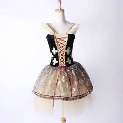 Флаттера рукава Профессиональный бархат кружевное балетное платье-пачка для детей и взрослых принцессы танцевальный костюм C93
