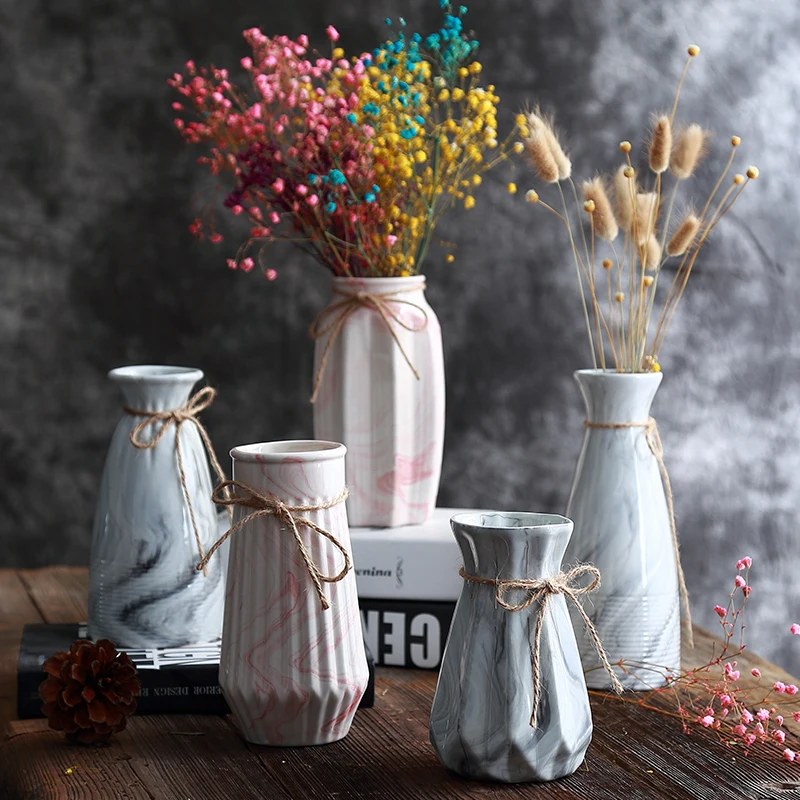 Ceramic Dried Flower Vase Marble Vase Simple Modern Creative Dining