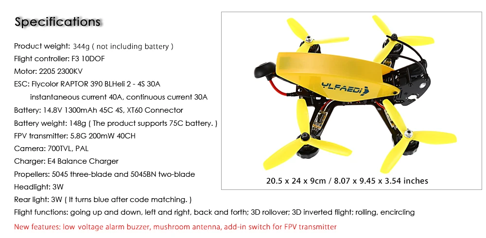Ideafly Grasshopper F210 5.8G FPV 230km/h Professional Racing Drone - ARF