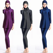 Женский полный Чехол Мусульманский купальник Женские Купальники арабский ислам пляжная одежда длинный скромный исламский купальный костюм с хиджабом Буркини