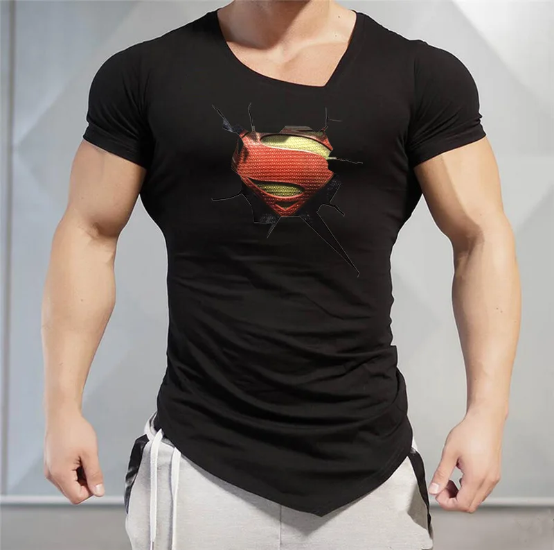 

Muscleguys Mens T-Shirts gyms Brand Fitness Bodybuilding Workout Clothes Man Cotton Sporting T Shirt Men plus size