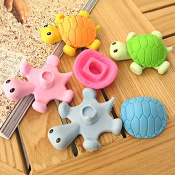 

4pcs Random Creative Simulation Tortoise Cartoon Pencil Eraser Simple Personalized Detachable Eraser Cute Children Toy Eraser
