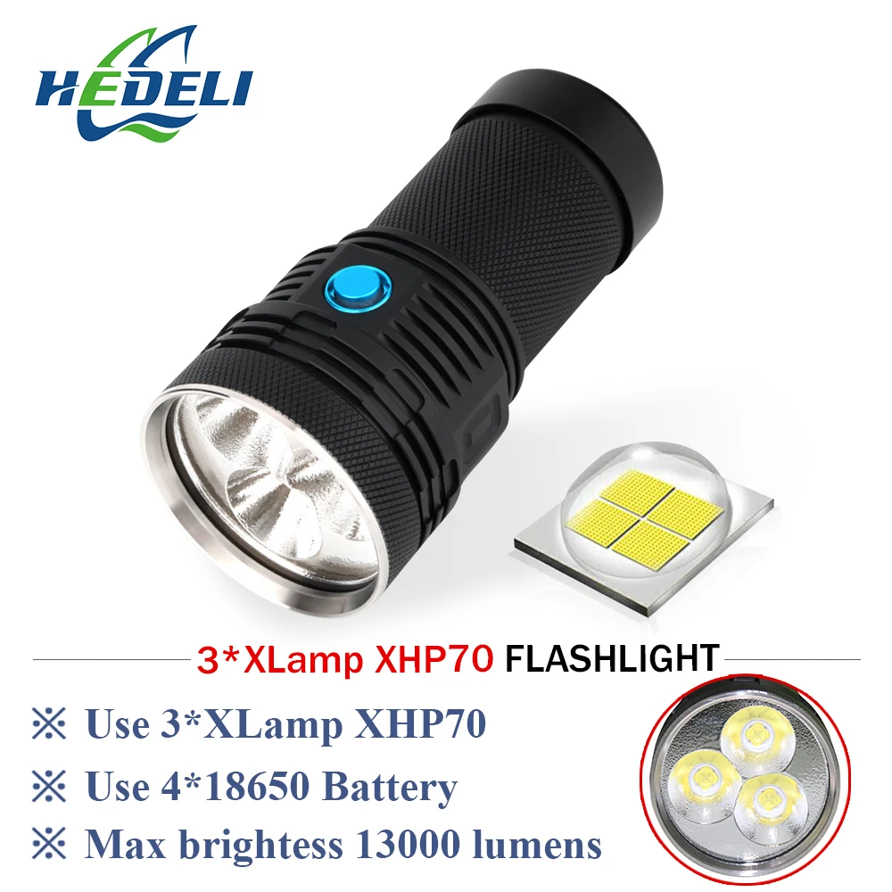 

Camera fill light led flashlight 10000 lumens CREE xhp70 3led torch flashlight 18650 rechargeable waterproof lantern searchlight
