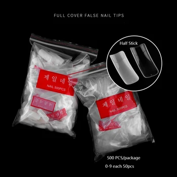 

500Pcs Clear Natural French False Acrylic Nail All posted Ultra Flexible - Size #0- #9 - Pack of 500 tips Fake Nail DIY