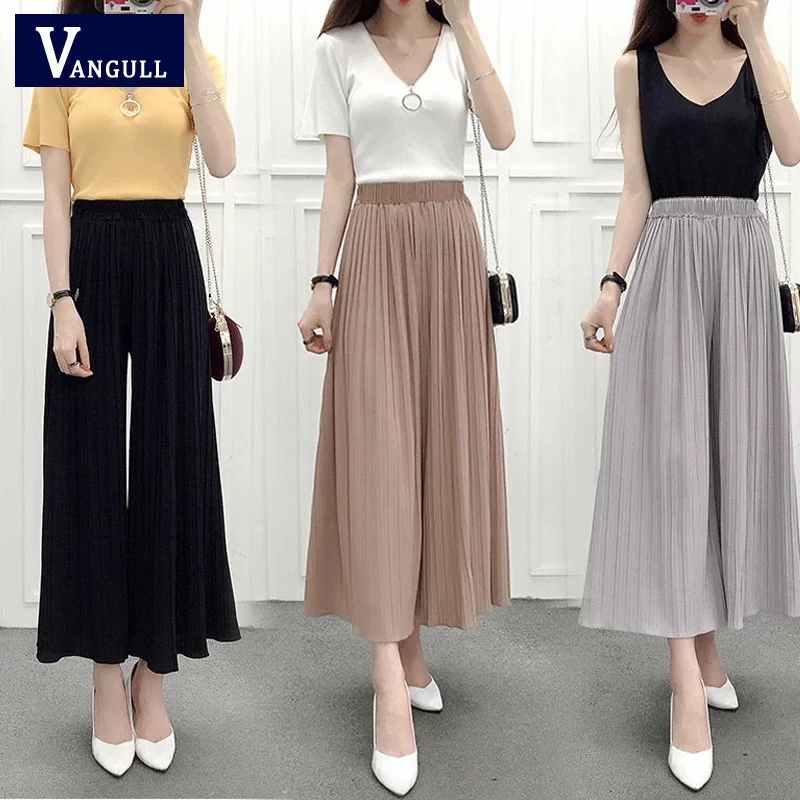 Vangull летние новые модные женские плиссированные широкие брюки свободные