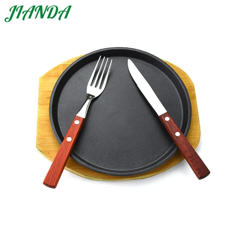 

JIANDA New 304 Stainless Steel Steak Knife Dinner Fork Wood Handle Teaspoon Western Cutlery Dinnerware Set Tableware