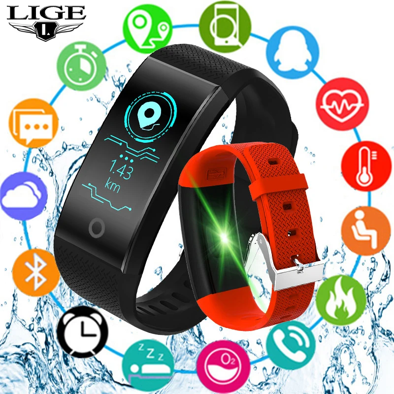 

LIGE New Smart Watch Men Pedometer Women Heart Rate Monitor Sports Bracelet fitness tracker Bracelet Smart Band For Android IOS