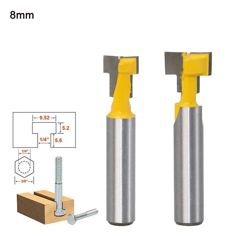 

TALI 8mm Shank T Slot Milling Cutters Router Bit Woodworking Mill for Power Tools