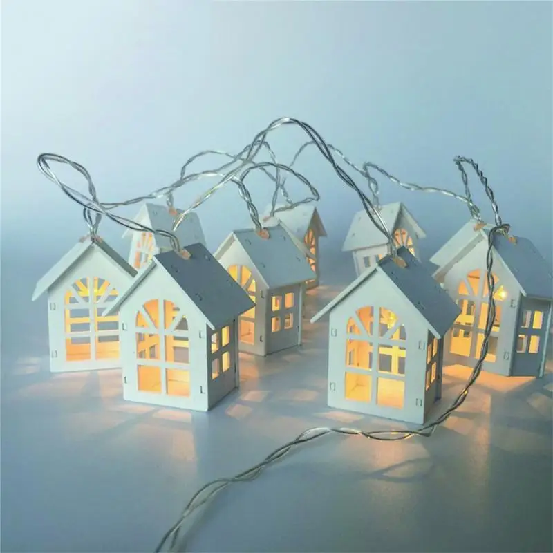 New LED Garland Wood House String Light 2m 10LEDs Room Decor String Lamp Wedding Party Holiday Fairy Lights Novelty Lamp