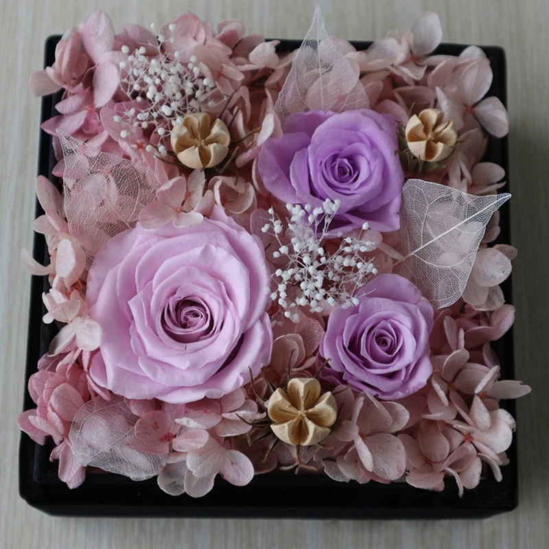 

DIY Decoration Gifts Preserved Flower Fresh Roses with Gift Square Boxes Eternal Love Rose for Christmas Day ,Valentine Wedding