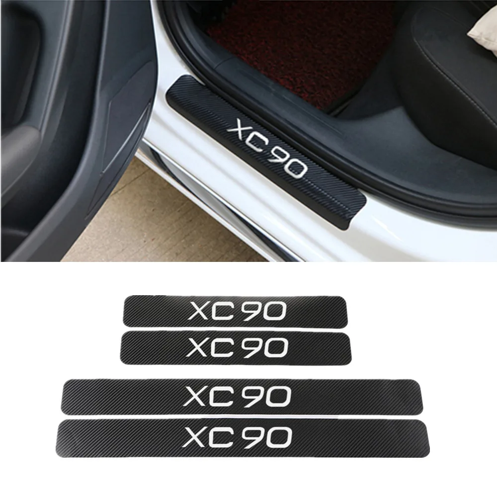 

Car Accessories For Volvo XC90 2015-2017 Carbon Fiber Vinyl Sticker Door Sill Scuff Plate Guards Sills