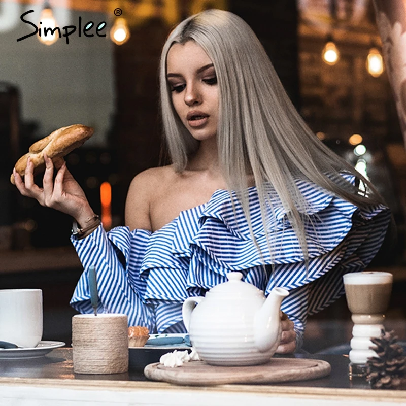 Simplee блуза на одно плечо с оборками рубашка женские топы весна 2019 повседневная