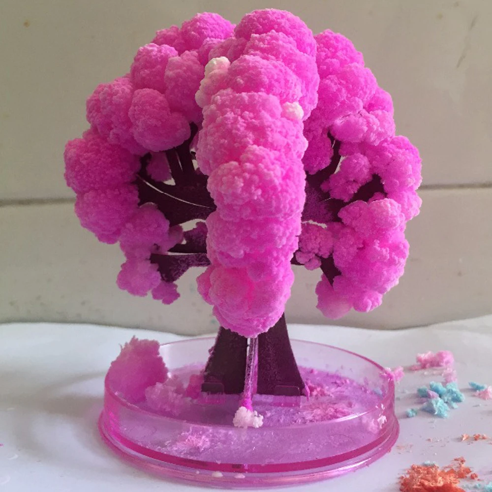 

2PCS/LOT 9Hx8Wcm Magic Growing Tree Mystic Paper Sakura Crystal Trees Japan Desktop Cherry Blossom Educational Toys For Children