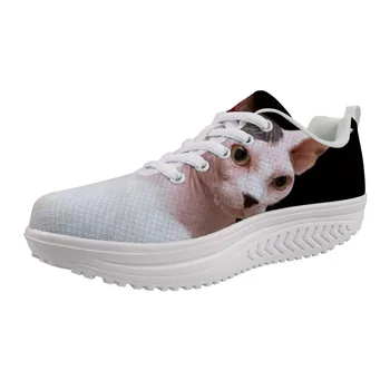 

2019 Women Slimming Wedge Swing Round Toe Shoes Female Platform Height Increasing Toning Sneakers Canadian Hairless Sphinx cat