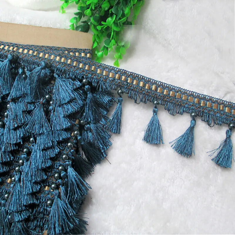 

10CM Width Braided Tassel Fringe Bead Lace Trimmings For DIY Sewing Curtain Decortion 11Meters/lot
