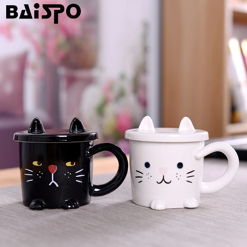 BAISPO 250 мл Мультяшные кружки Милая кошка керамическая кофейная чашка креативная