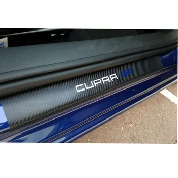 

4pcs Car Door Sill Protector Sticker Carbon Fiber Vinyl Sticker For Seat Leon Cupra r Cuprar