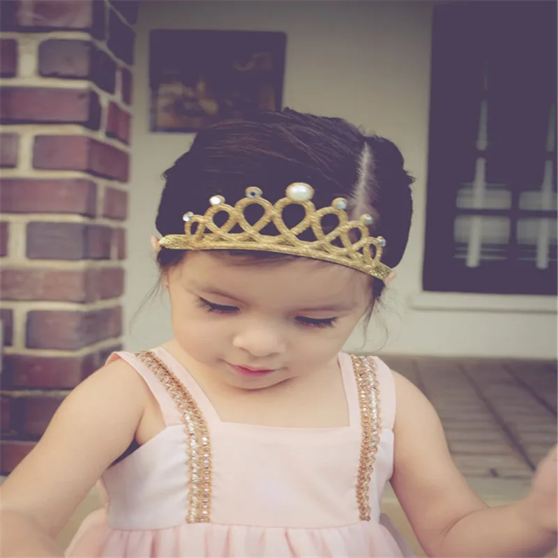 

Crown Birthday party baby girl headband Infant hair accessories clothes band newborn Headwear tiara headwrap hairband Gift