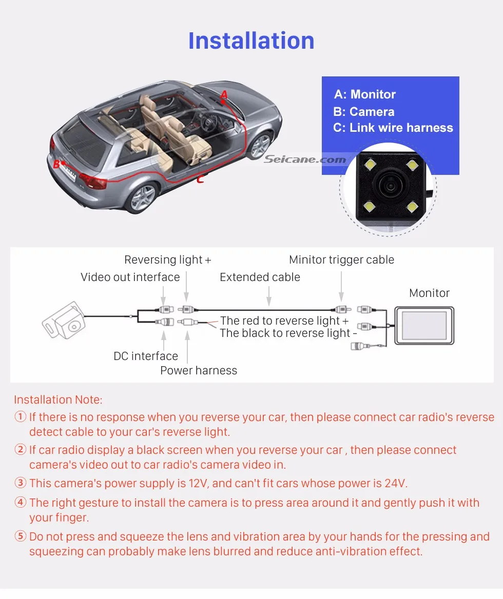 Зазор Seicane широкий угол обзора 170 градусов для Ford Ecosport 2013 заднего вида парковочная резервная камера