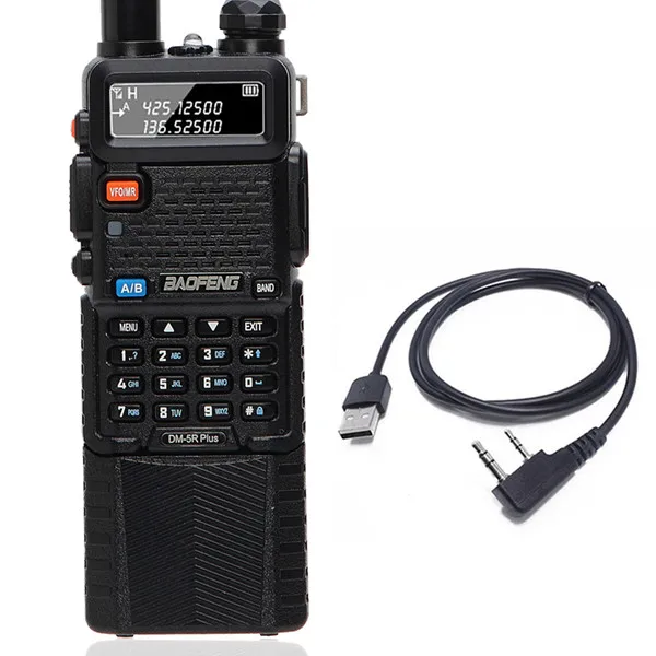 Baofeng DM-5R Plus цифровая рация DMR Dual Time Solt Tier1& 2 tier ii Ham CB портативное радио модернизированное 3800 мАч батарея - Цвет: add program cable