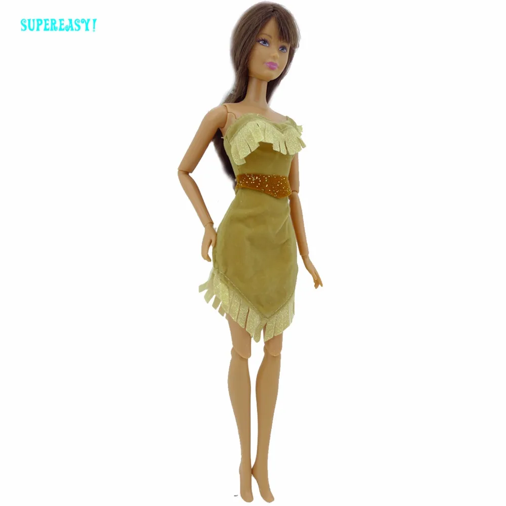 Cuento de hadas un hombro Vestido corto princesa Mini vestido para  Pocahontas con cinturón ropa para muñeca Barbie FR muñeca _ - AliExpress  Mobile