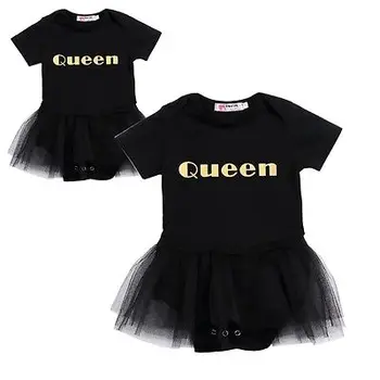 

Newborn Baby Girls Queen Short Sleeve Tutu Romper Jumpsuit Outfit Girls Romper