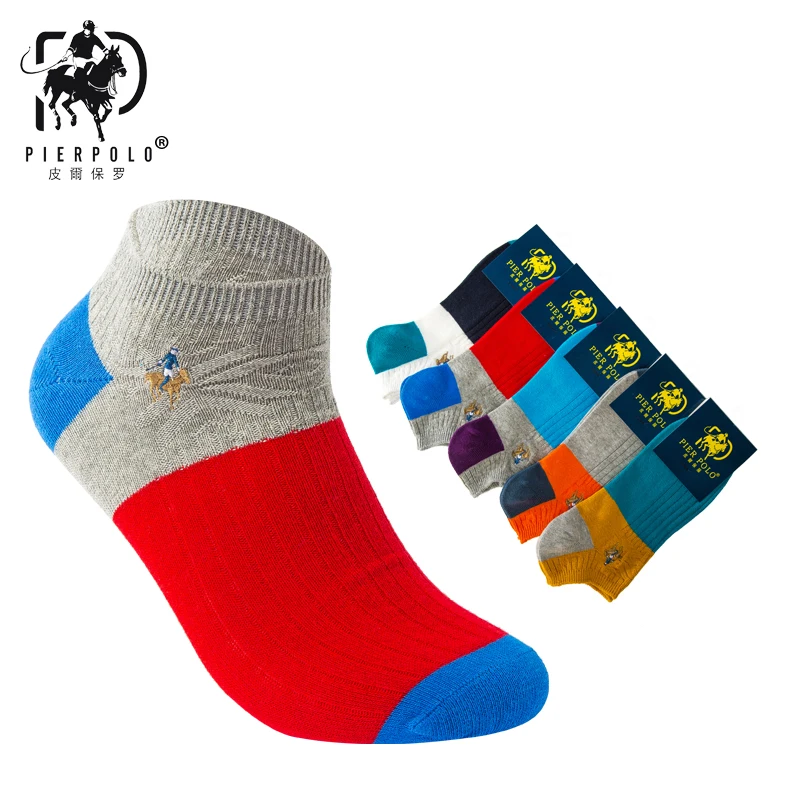 

Носки PIER POLO мужские короткие, модные повседневные дышащие хлопковые, с двойной иглой, летние, 5 парт/лот