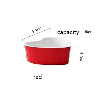 NIMITIME Ceramic 4 Color Heart Shape Pancake Pudding Small Baking Bowl Housewife Tableware - Цвет: Красный