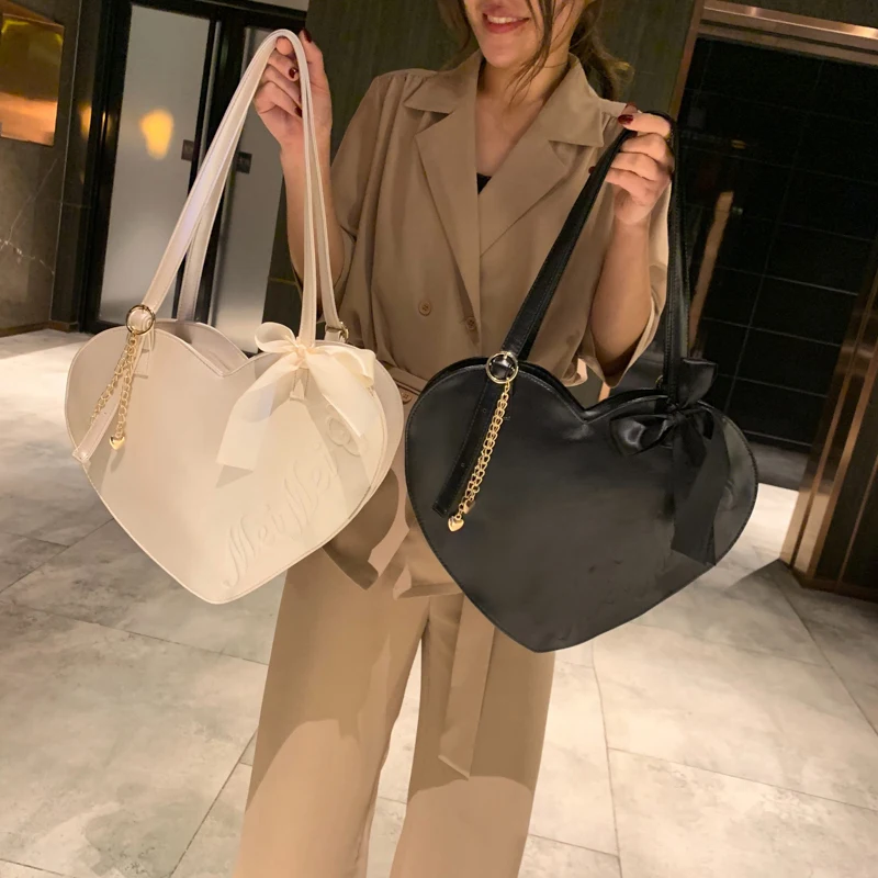 

Luxury brand women's bag love shape pink handbag design Bling Bling leather large size crossbody bag Bolsa Feminina