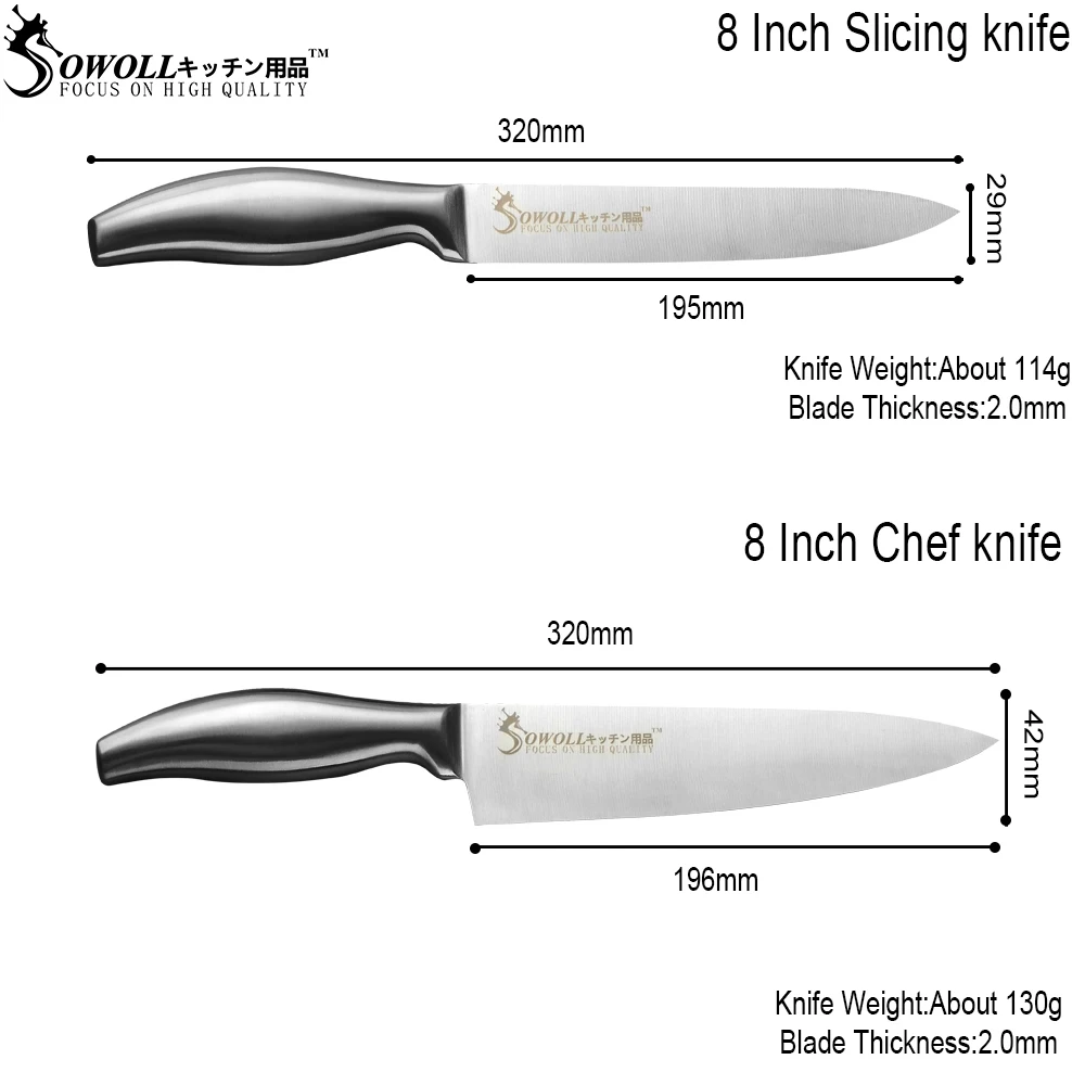 SOWOLL, Новое поступление, кухонные ножи, эргономичная ручка 3," 5" " 8", нож из нержавеющей стали, кухонные инструменты для приготовления пищи, аксессуары