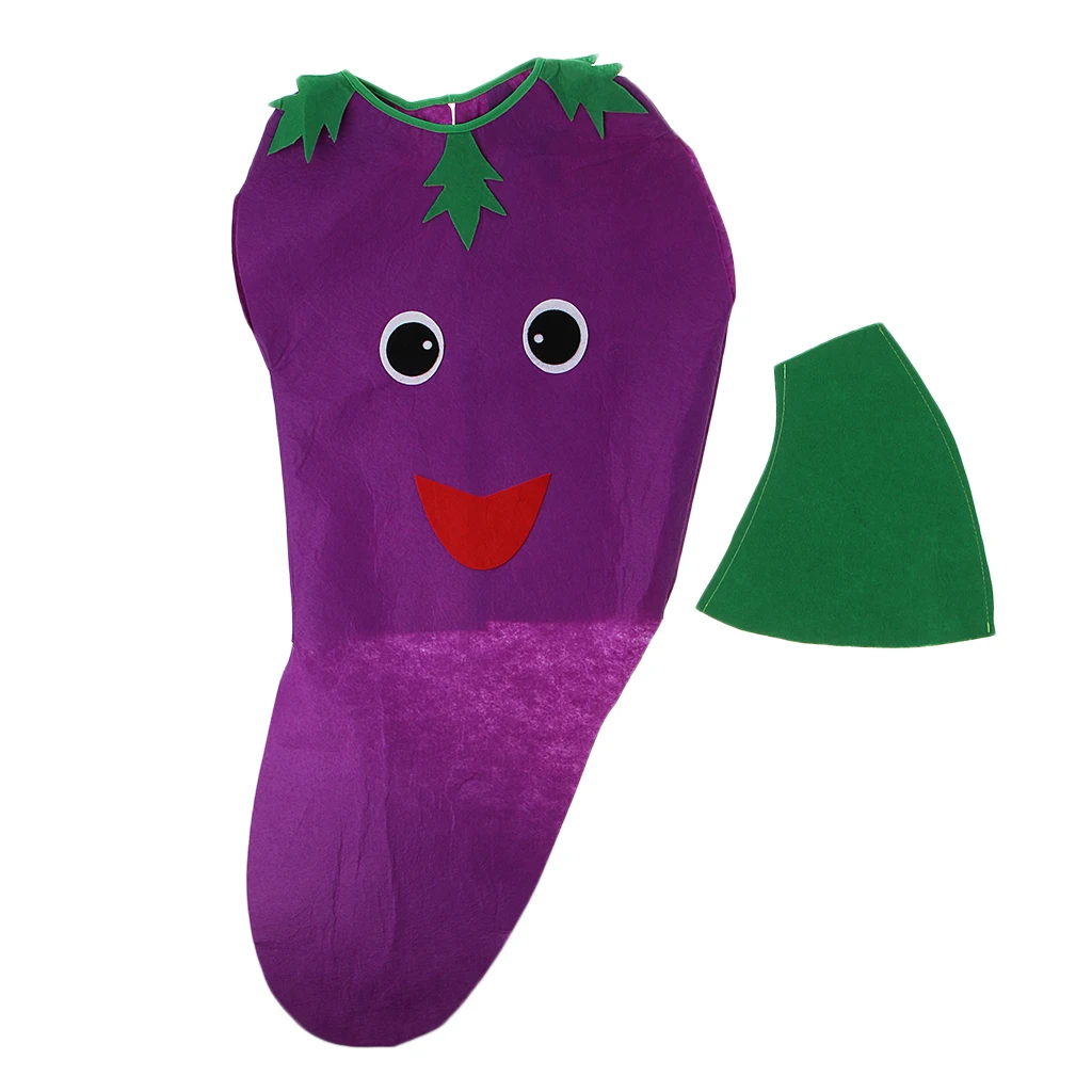 Kids Eggplant Costume Non-woven Fabric Vegetable Outfit Party Fancy Dress