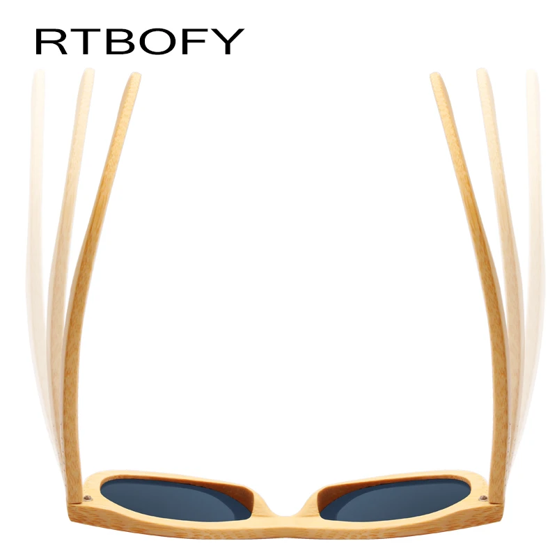 Rtbofy солнцезащитные очки с деревянной оправой Для женщин бамбуковая рамка поляризованные солнечные очки линзы очки с деревянной коробкой UV400 Защитные Оттенки Солнцезащитные очки