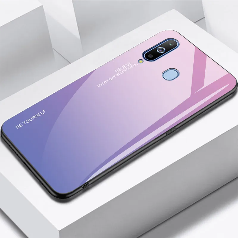 Чехлы с закаленным стеклом для samsung Galaxy A70 чехол A50 A30 A20E A20 A10 M30 M20 M10 A750 на спине градиент Цвет бампер для A9Pro - Цвет: 2