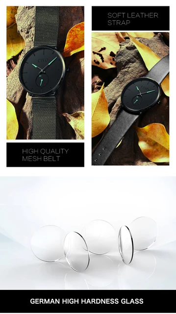 CIVO Fashion Watch Men Waterproof Slim Mesh Strap Minimalist Wrist Watches For Men Quartz Sports Watch Clock Relogio Masculino -