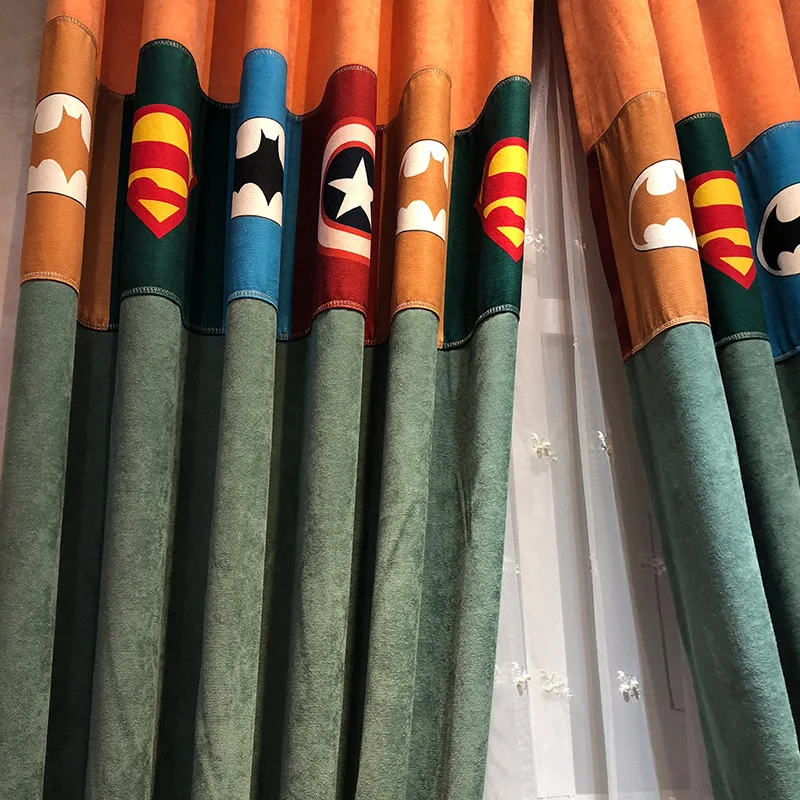 

Captain American Kids Curtain Mediterranean Style Chevy Splice Blackout Curtains for Living Dining Bedroom boys girls Curtains