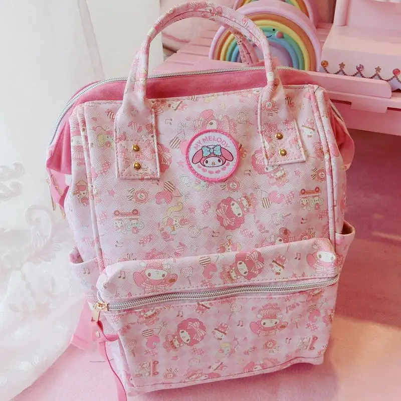 Новинка, мультяшный милый настоящий рюкзак My Melody, школьный ранец, высокое качество, ПУ, розовый, для начальной школы, мелодия, дорожная сумка для девочек, подарок - Цвет: A