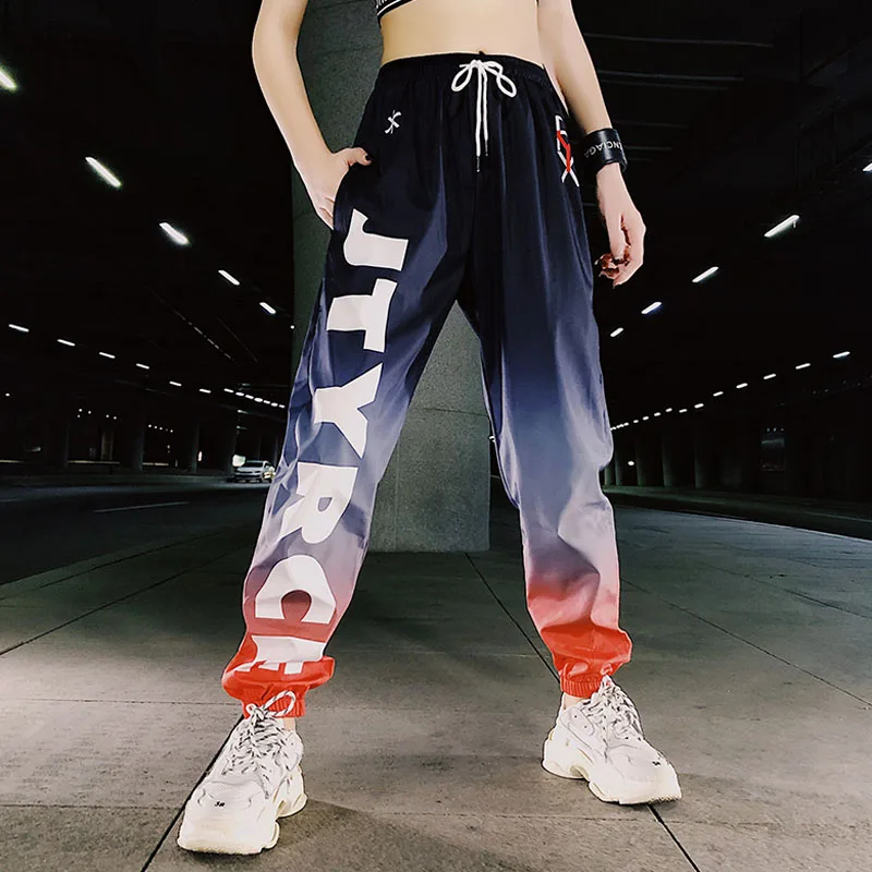 

Women Jogger Pants Plus Size 2019 New Arrival Spring And Autumn Gradient Color Hip Hop Female Pants Student Teenager Girls N28