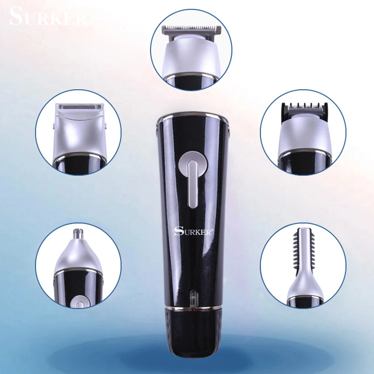 

SURKER SK-0068 5 in 1 Multifunction Hair Clipper Hair Trimmer Electric Shaver Sideburns Knife Epilator Nose Hair Device EU Plug